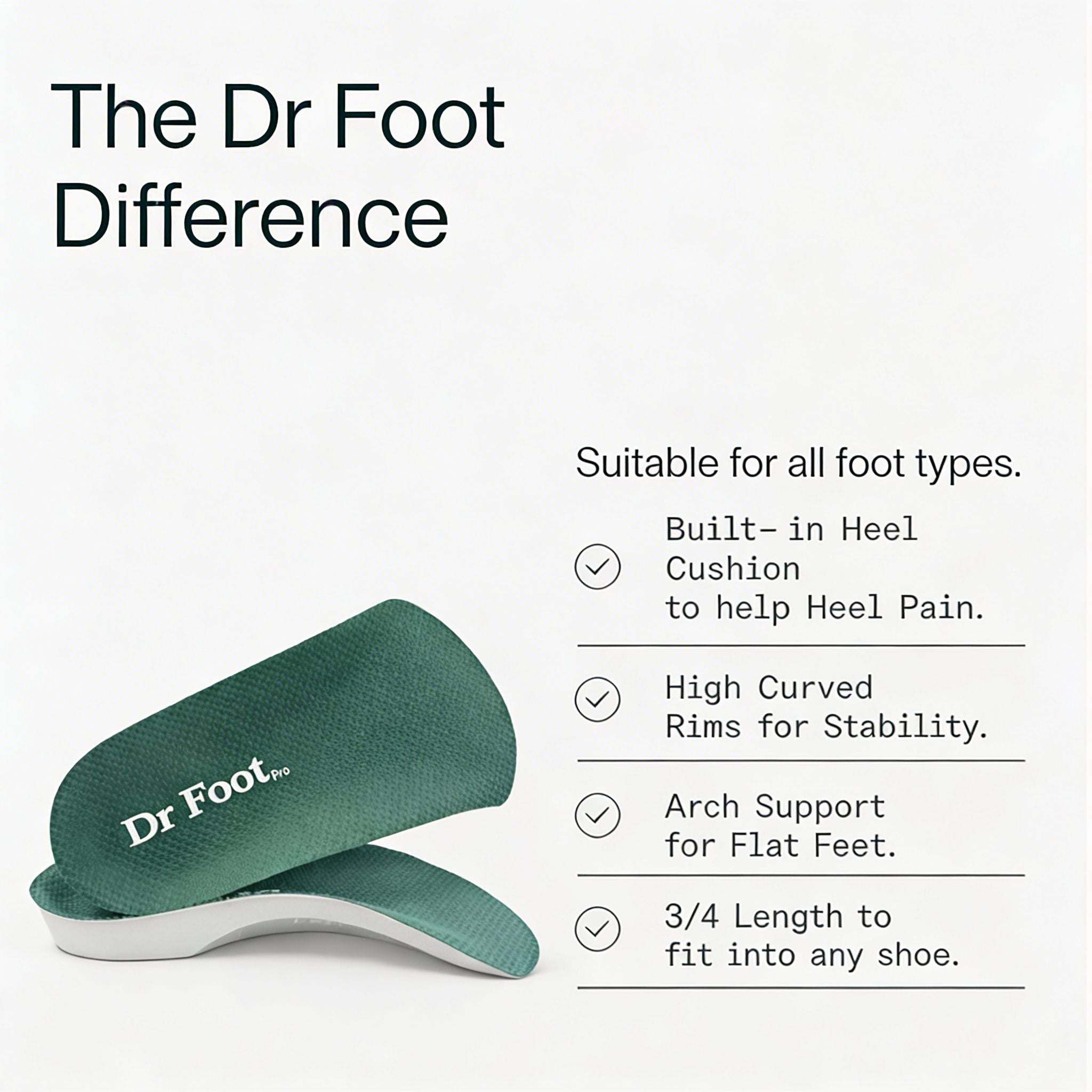 Dr Foot Pro Insoles (3/4 length)