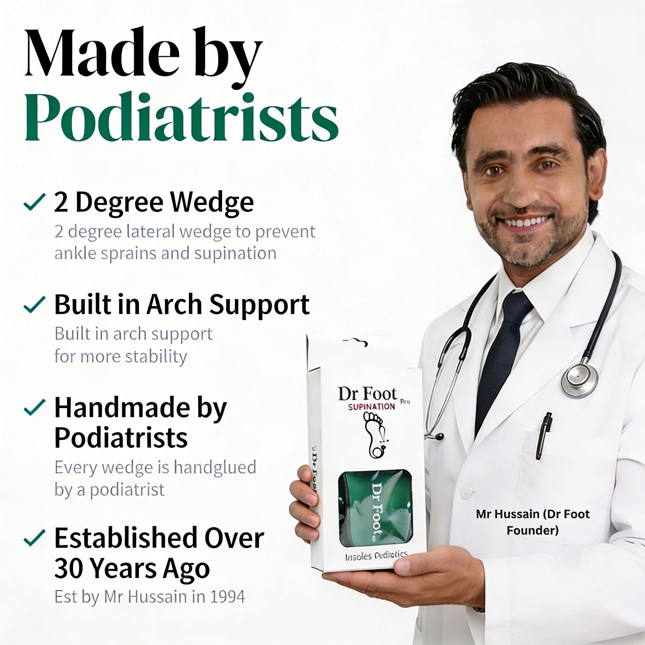 Dr Foot 3/4 Length Supination Insole (Ankle Sprain)