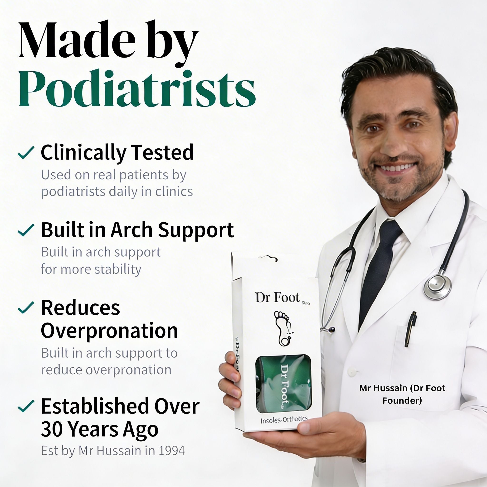 Dr Foot Pro Insoles (3/4 length)